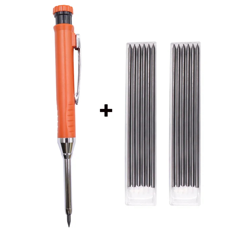 Solid Carpenter Pencil Woodworking  Mechanical 3 Colors Refill Construction Marking Scriber Lead Built-in Sharpener