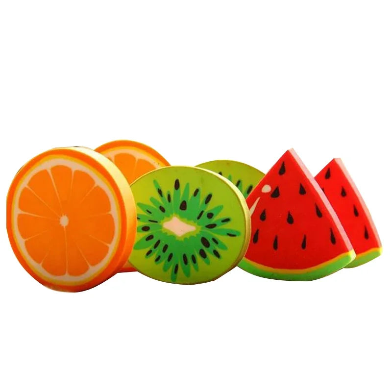 1pc/ packCute Fresh Fruit design eraser Kawaii Watermelon Orange Kiwifruit erasers students' gift prize office school supplies