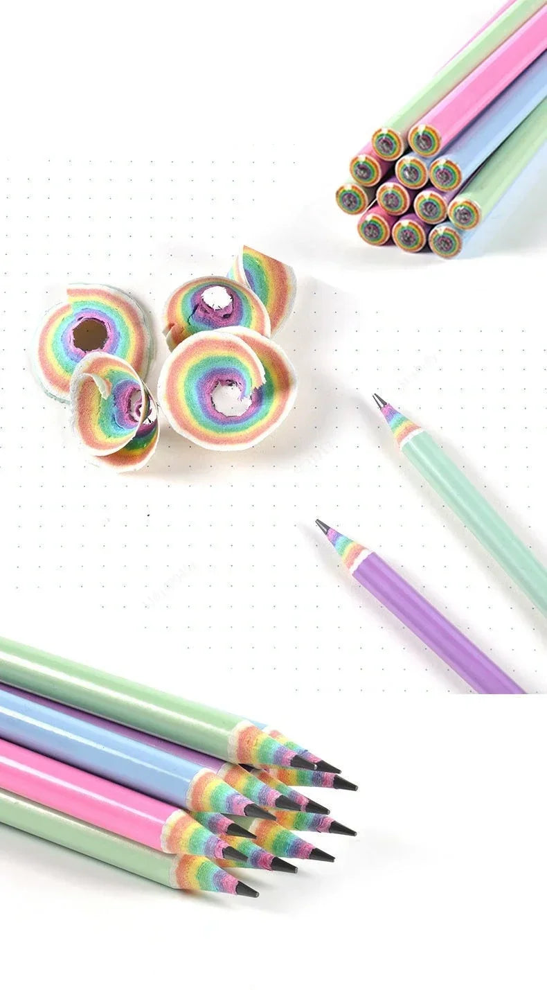 Rainbow HB Pencils Non Toxic Eco Friendly School Writing Drawing Student Art Supplies