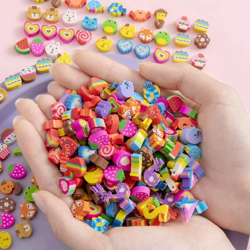 20/40/100/200PCS Mini Eraser Set Cartoon Animal Space Fruit Dishe Shape Eraser Stationery Reward Gift Desk Pet Carnival Gift ZYF