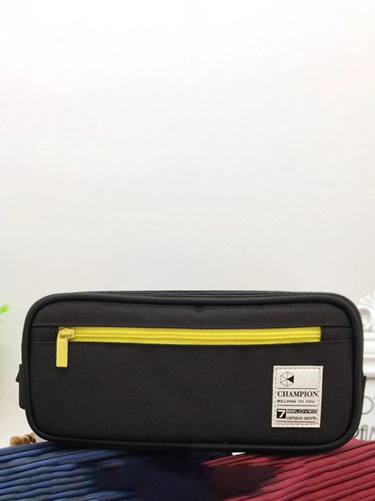 Pencil Case with 3 Compartments, Canvas Zipper Pencil Pouch, Large Pencil bag, Big Pen Case Pouch Organizer for Adults, Pencil P