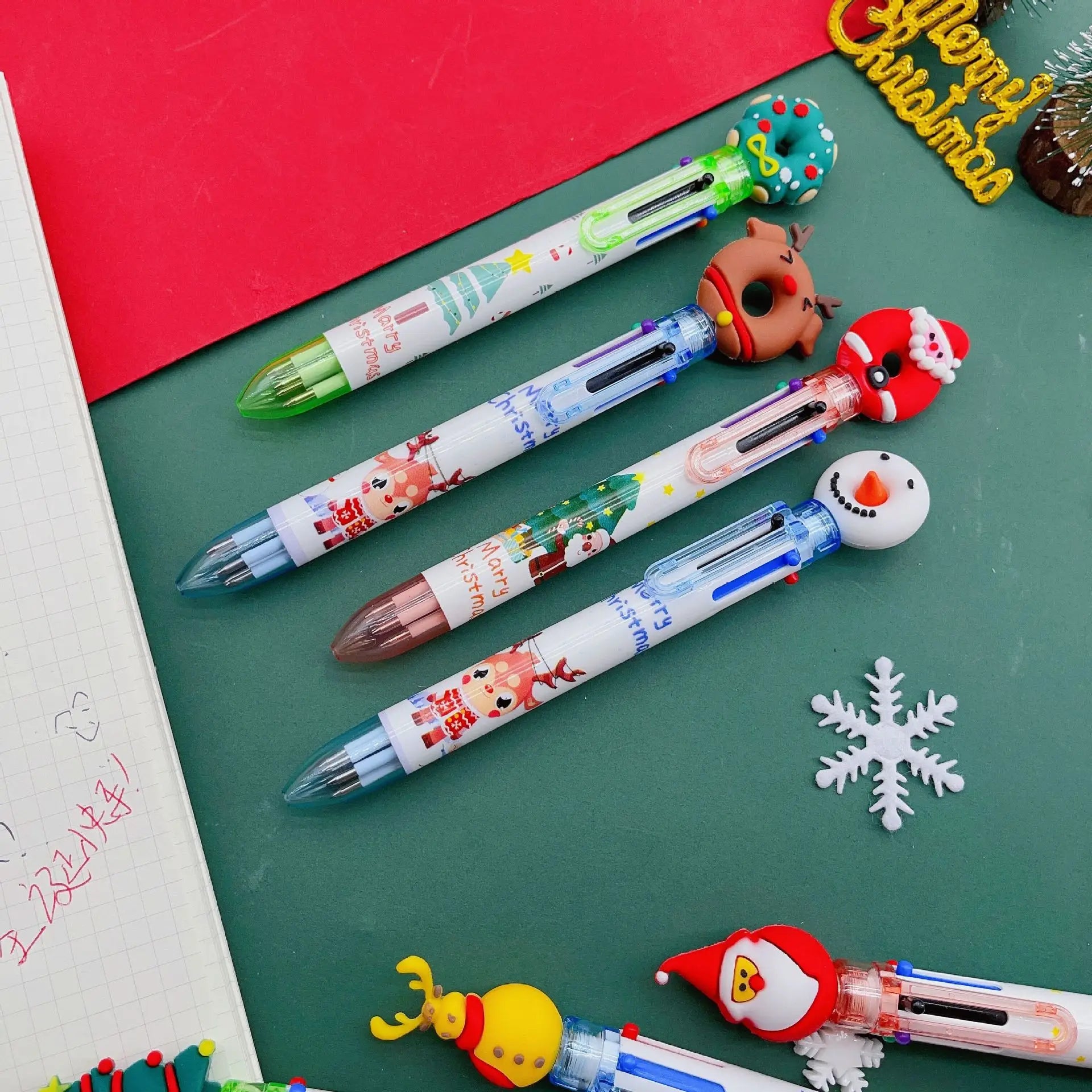 30Pcs/Lot Kawaii Christmas Series Multicolor Ballpoint Pen Cute Cartoon Santa Claus 10Color 6Color 4Color Pens School Kids Gifts
