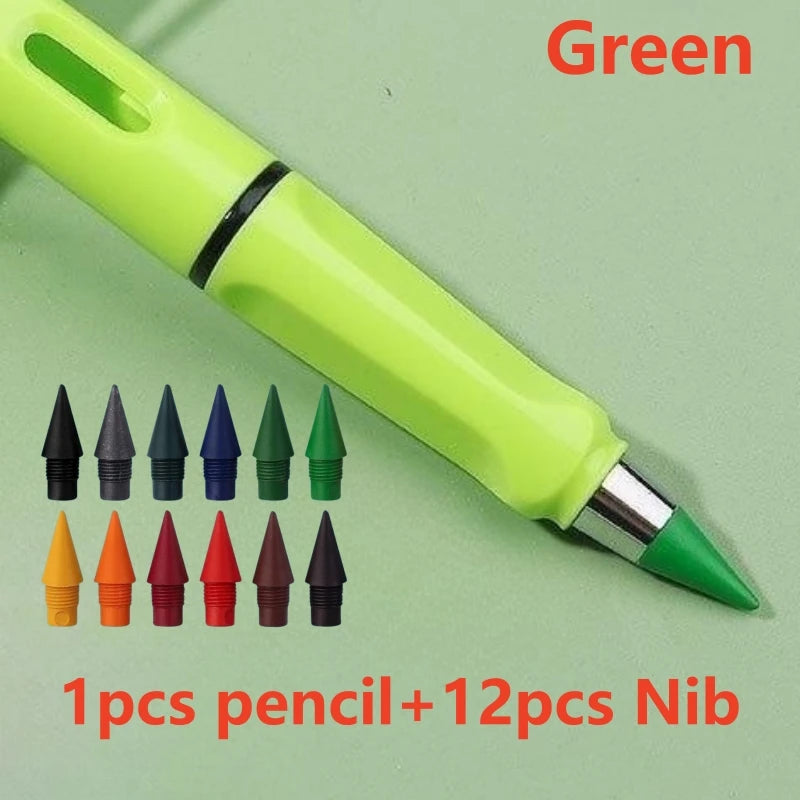 12/13pcs New Technology 12 Color Eternal Pencils No Ink Kawaii Unlimited Pencil School Art Color Sketch Painting Stationery