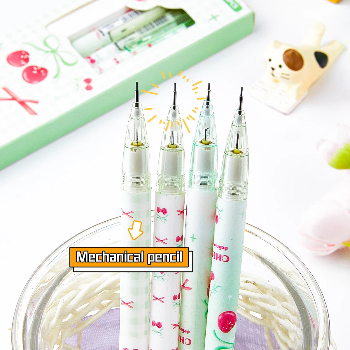 4pcs 0.5mm Mechanical Pencils with Eraser, Smooth Writing Erasable Automatic Pencils for School, Office, Back-to-School Gifts