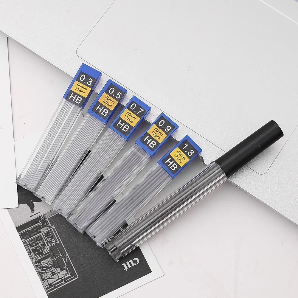0.5/0.7/0.9/1.3/2.0mm Automatic Pencil Metal Mechanical Pencils Sets With Pencils Grip Leads Art Drawing Student Office Supplies