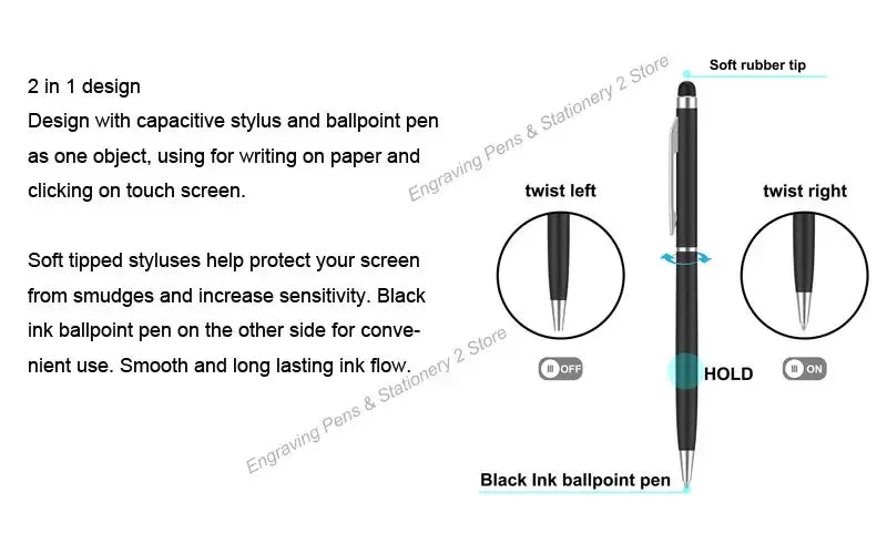 100 Pcs 13-color Metal 2-in-1 Stylus Universal Ballpoint Pen Custom Logo Office School Advertising Pen Text Engraving Wholesale