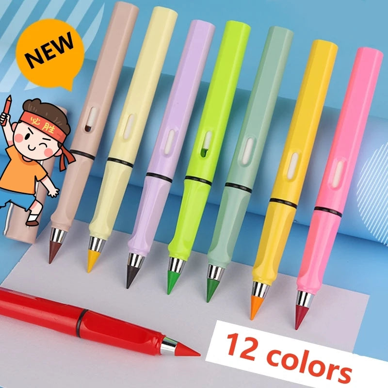12/13pcs New Technology 12 Color Eternal Pencils No Ink Kawaii Unlimited Pencil School Art Color Sketch Painting Stationery