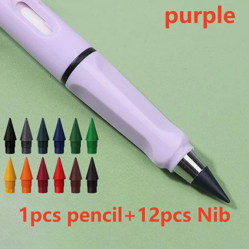 12/13pcs New Technology 12 Color Eternal Pencils No Ink Kawaii Unlimited Pencil School Art Color Sketch Painting Stationery