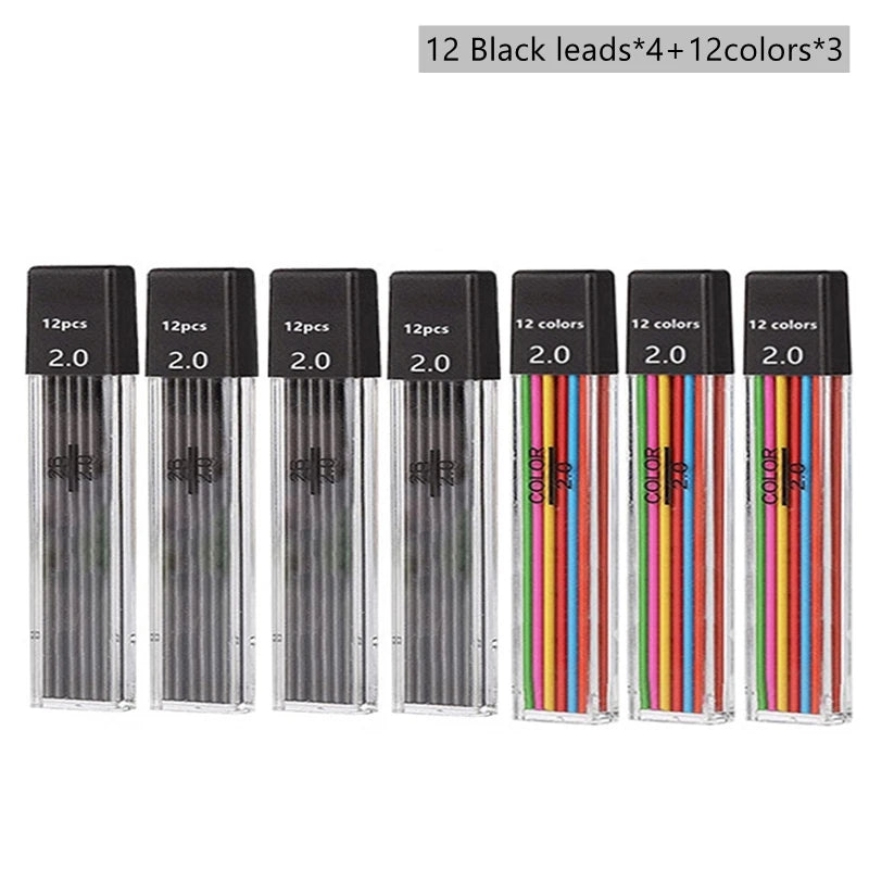Mechanical Pencil Set 2mm Carpenter Drafting HB Pencil Pen 2.0 mm For Drawing Writing Sketching Kawaii School Automatic Supplies