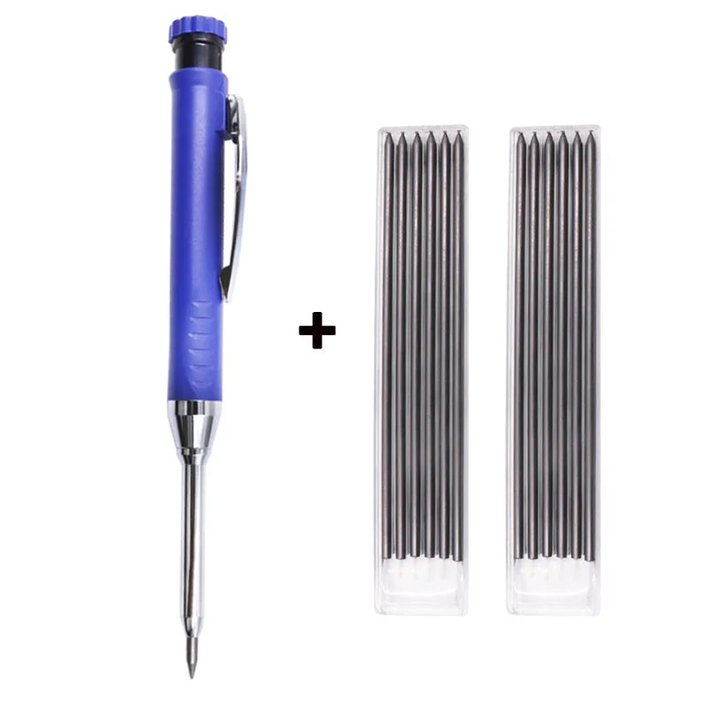 Solid Carpenter Pencil Woodworking  Mechanical 3 Colors Refill Construction Marking Scriber Lead Built-in Sharpener