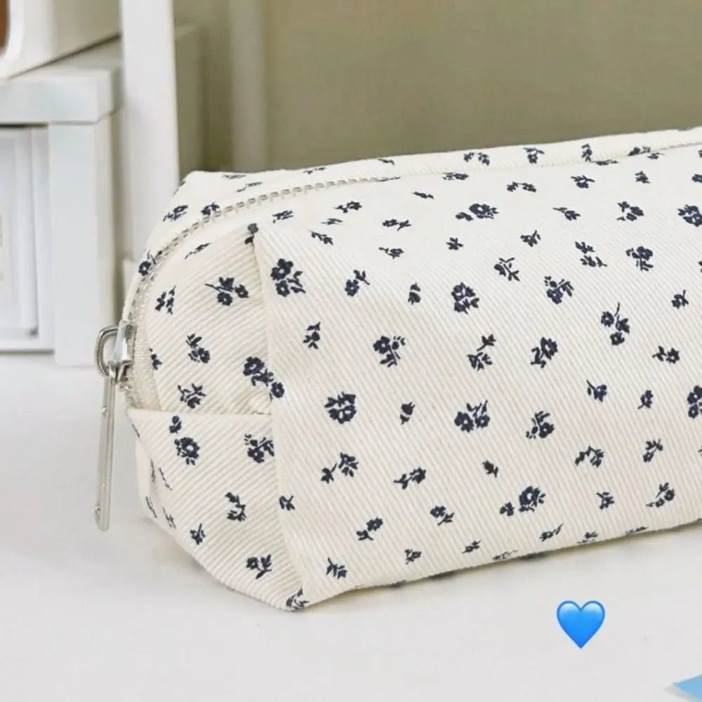 Small Fresh Floral Pen Bag Large Capacity Pencil Case Multifunctional Stationery Storage Bag Student School Organizer Supplies