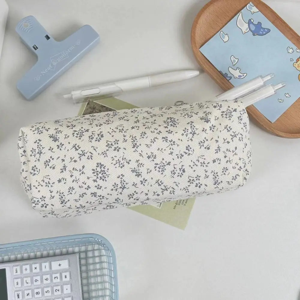 Small Fresh Floral Pen Bag Large Capacity Pencil Case Multifunctional Stationery Storage Bag Student School Organizer Supplies