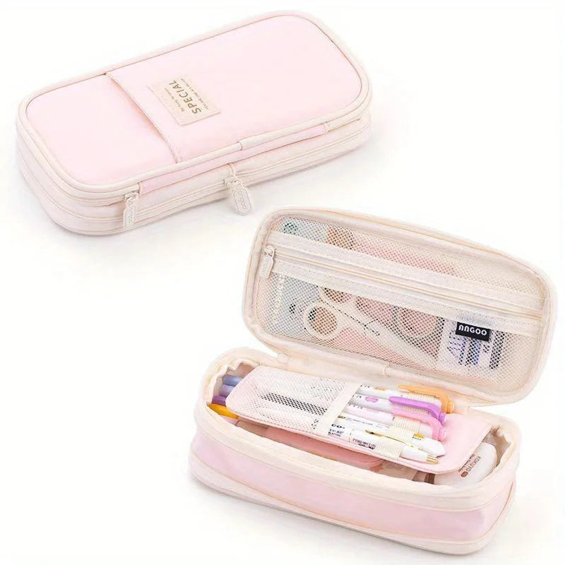 Extra large capacity pencil case, simple pencil case, waterproof fabric, suitable for students office supplies desktop organizer