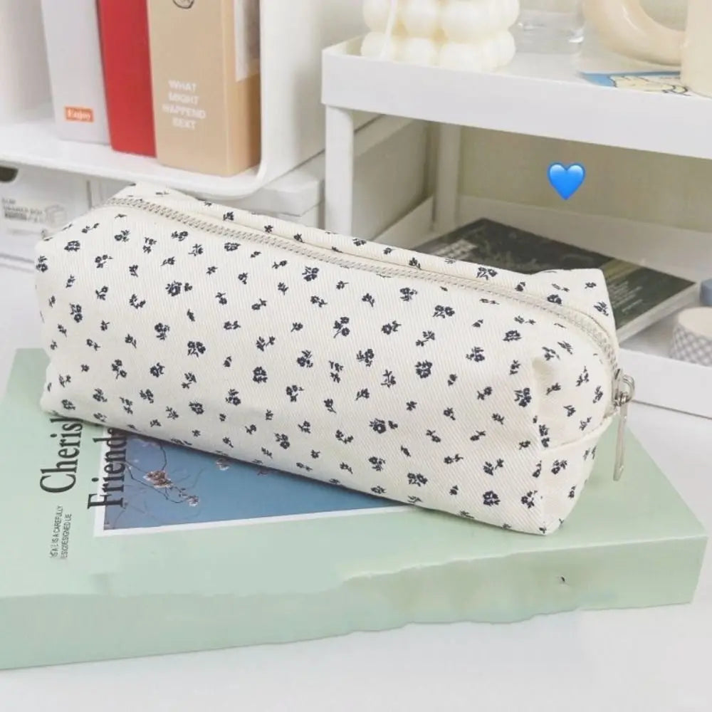 Small Fresh Floral Pen Bag Large Capacity Pencil Case Multifunctional Stationery Storage Bag Student School Organizer Supplies