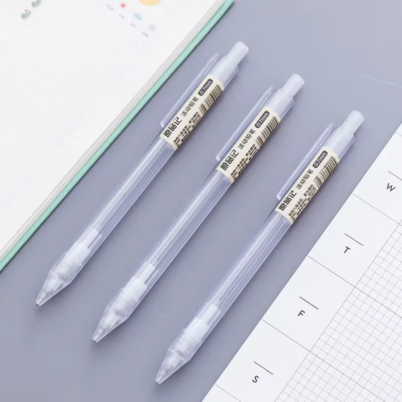 3pcs Simple Style Clear Automatic Pencil 0.5mm 0.7mm Mechanical Pencils Student Office Stationery Supplies