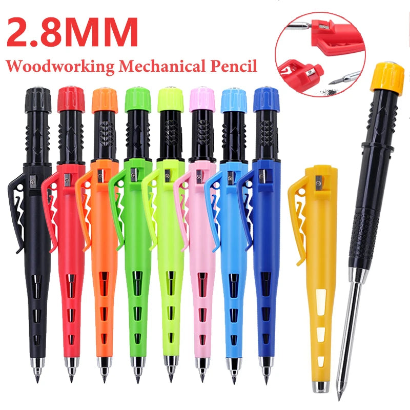 High Quality 2.8mm Woodworking Mechanical Pencil Protective Case with Built-In Pencil Sharpener Deep Hole Marking Pencil