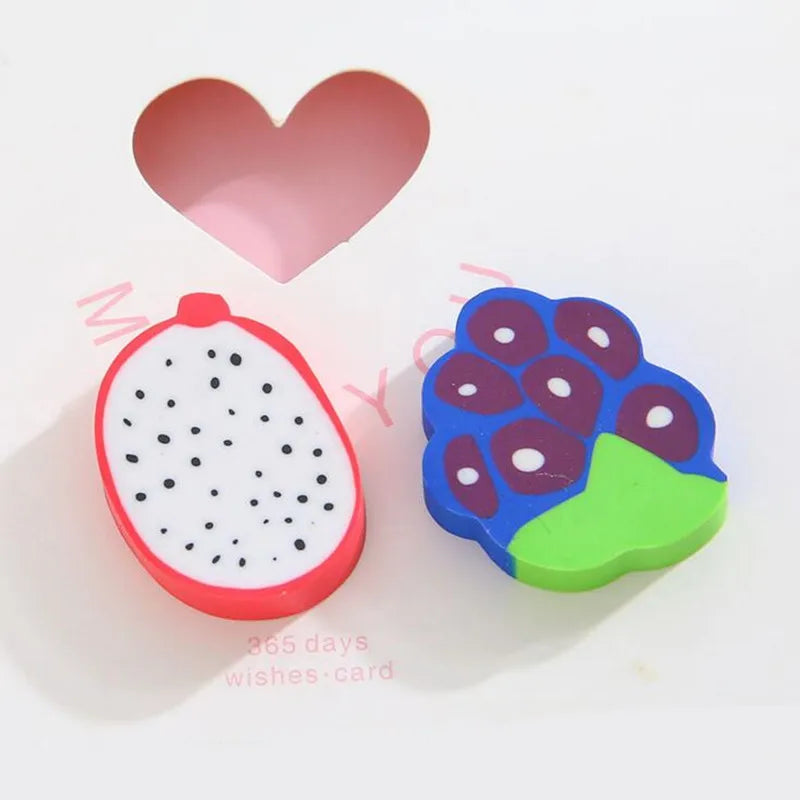 1pc/ Sweet Fruit Slice Shape Eraser Watermelon Grape Kiwi Fruit Erasers Kawaii Stationery Student Gift Office School Supply