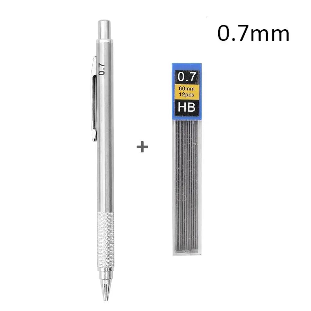 0.5/0.7/0.9/1.3/2.0mm Automatic Pencil Metal Mechanical Pencils Sets With Pencils Grip Leads Art Drawing Student Office Supplies
