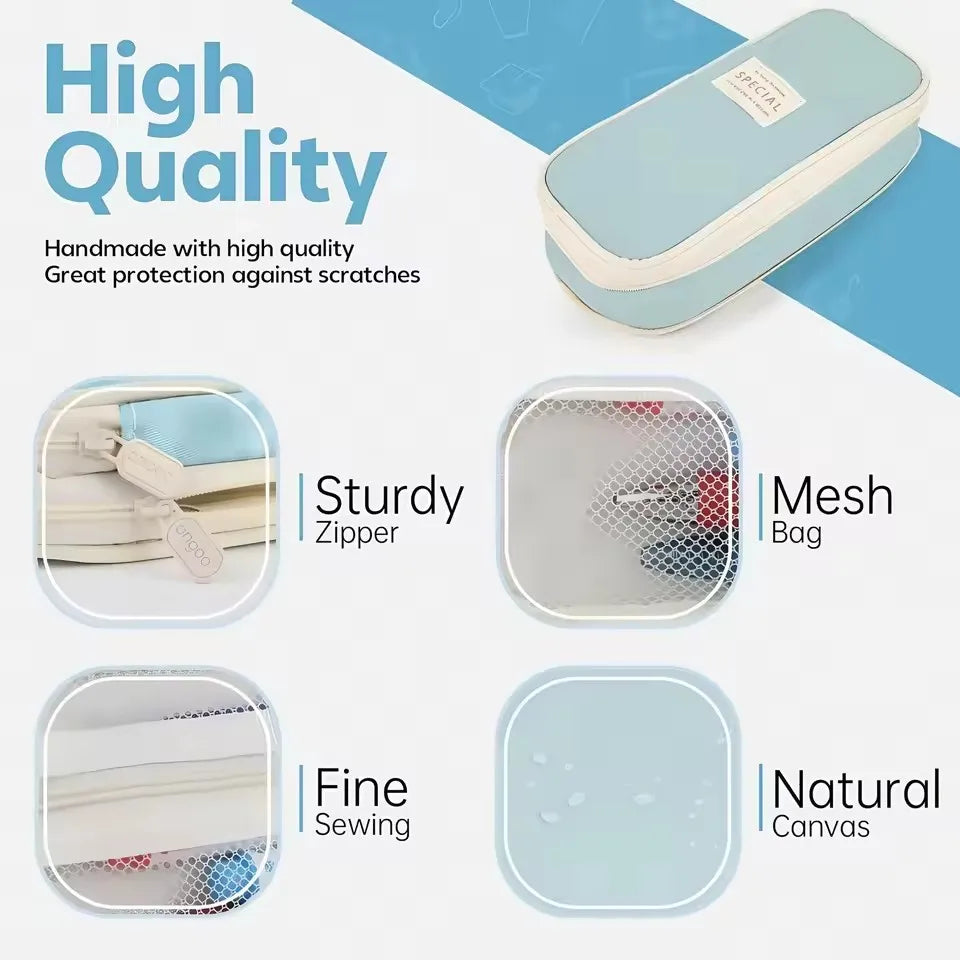 Extra large capacity pencil case, simple pencil case, waterproof fabric, suitable for students office supplies desktop organizer