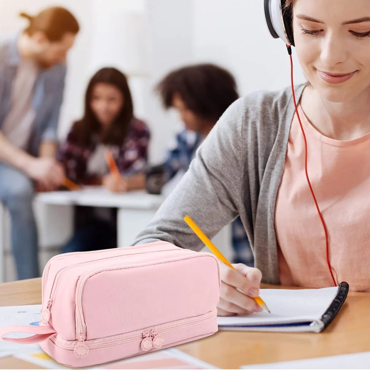 1 Large Capacity Pencil Case Durable Oxford Cloth Pencil Pouch Portable Storage Bag Ideal for School and Office Use