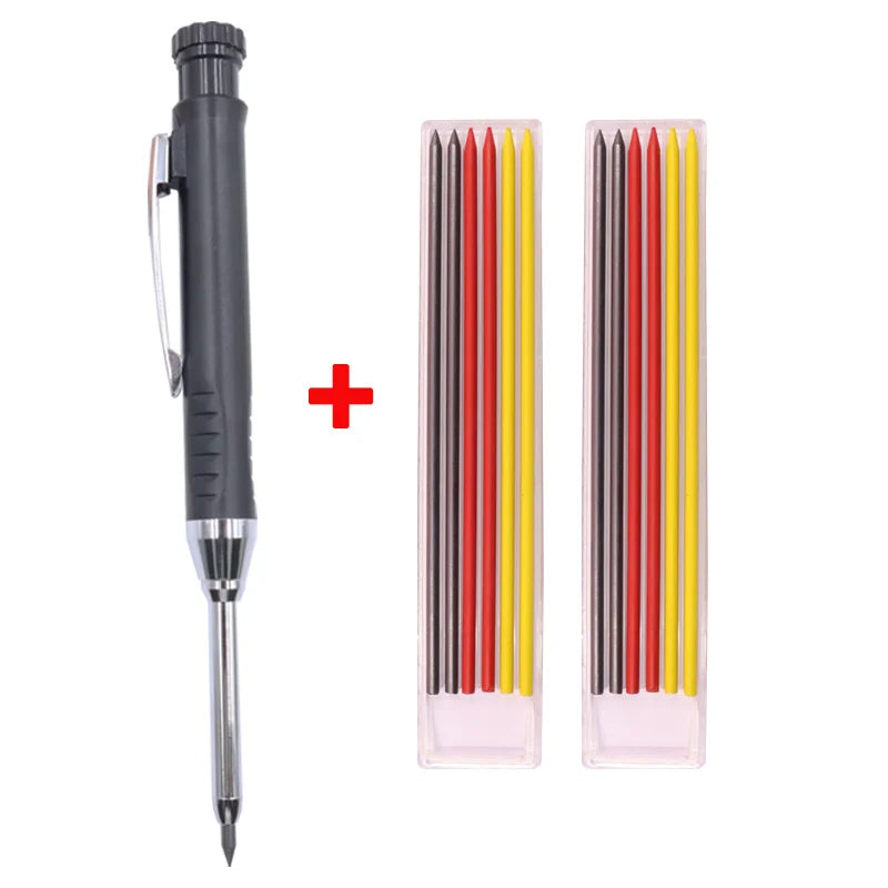 Solid Carpenter Pencil Woodworking  Mechanical 3 Colors Refill Construction Marking Scriber Lead Built-in Sharpener