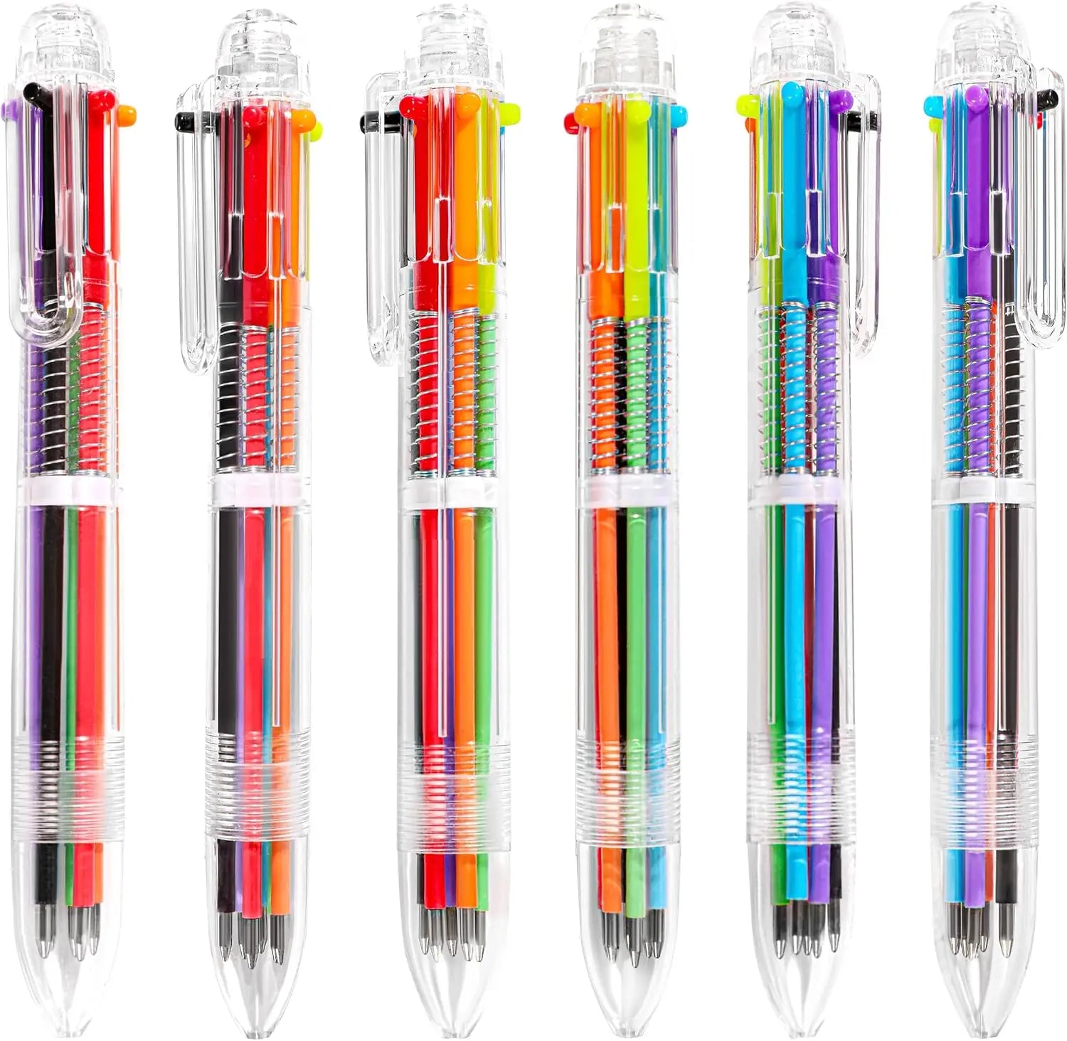 12 Pcs 6-in-1 Multicolor Ballpoint Pens 0.5mm Party Favors 6 Colors Retractable Multicolor Pen For Office School Supplies