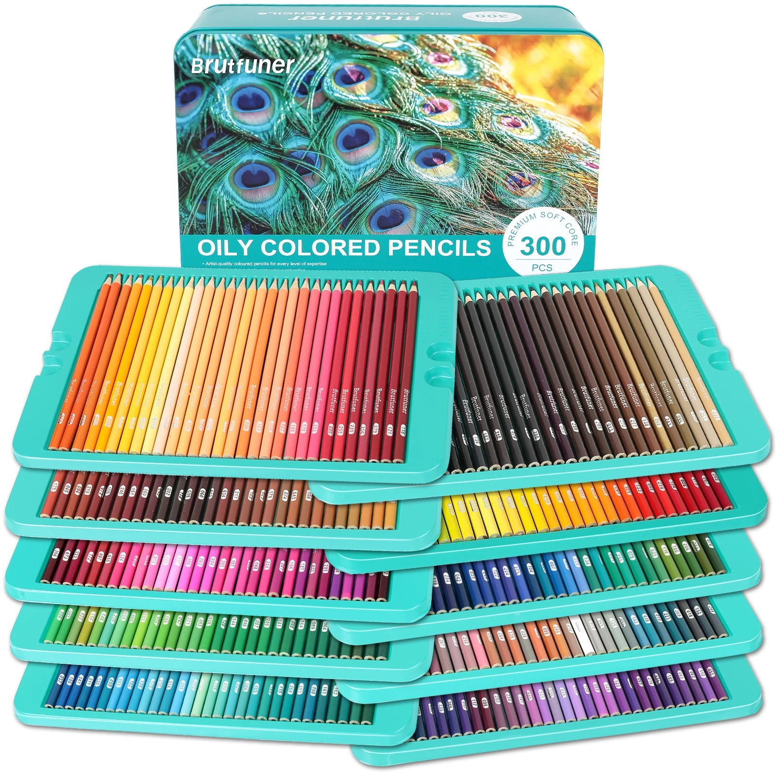 Pro Oily Colored Pencils,Set of 180/240/300/520 Colors,Artists Soft Core with Vibrant Color,Ideal for Drawing Sketching Shading