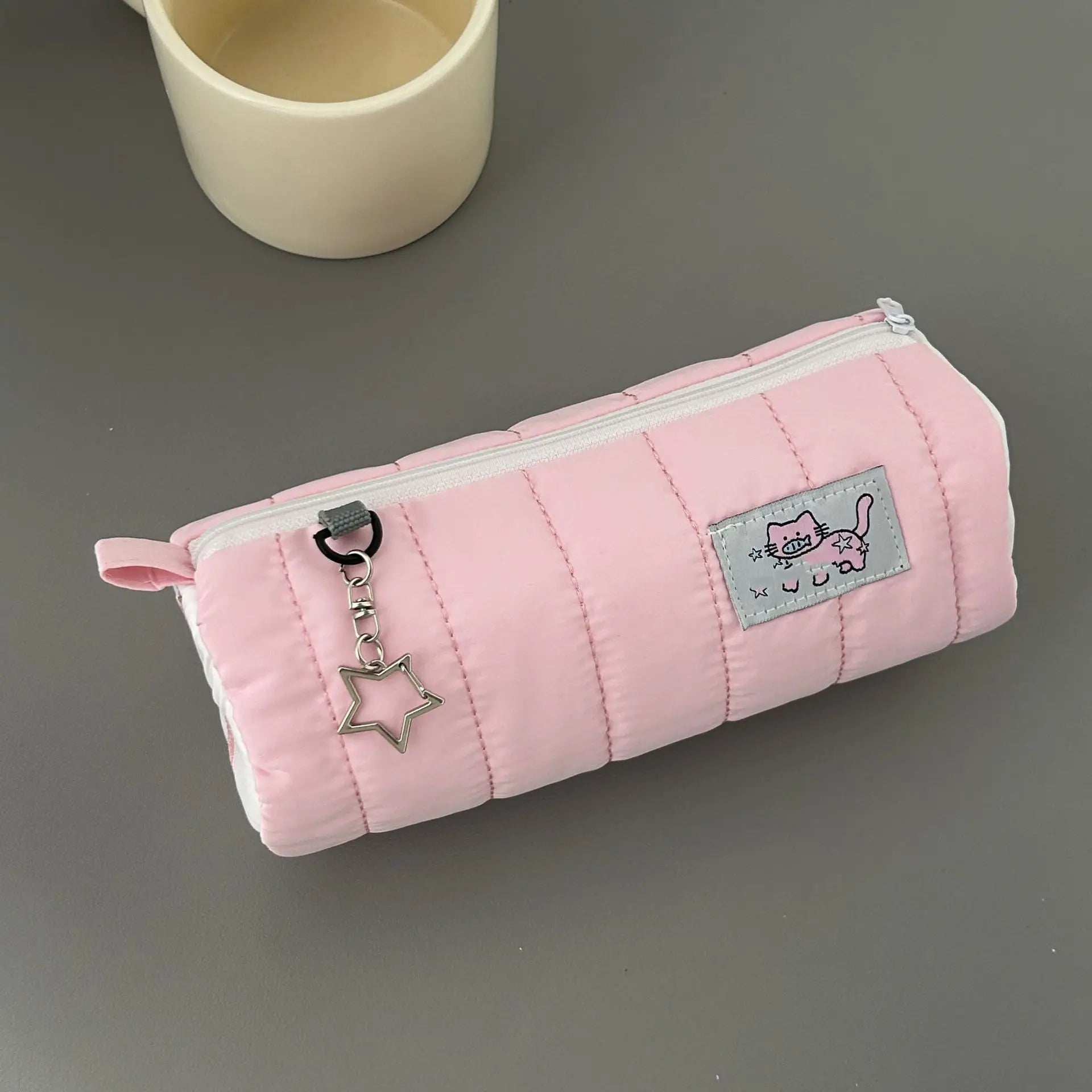 Pink Towel Roll Pencil Case Kawaii Soft Pen Storage Bag Cosmetic Pouch Cartoon Large Capacity Student Stationery School Supplies