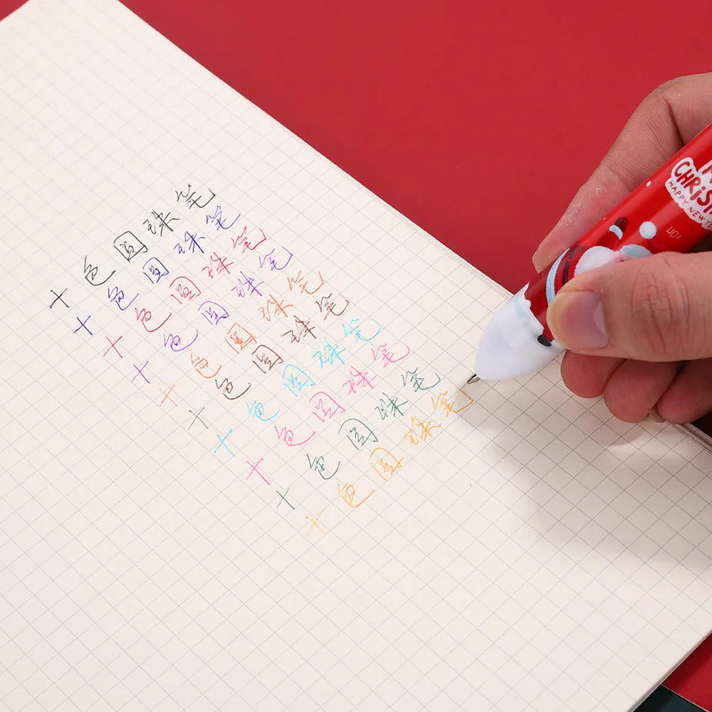30Pcs/Lot Kawaii Christmas Series Multicolor Ballpoint Pen Cute Cartoon Santa Claus 10Color 6Color 4Color Pens School Kids Gifts