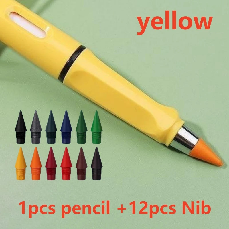 12/13pcs New Technology 12 Color Eternal Pencils No Ink Kawaii Unlimited Pencil School Art Color Sketch Painting Stationery