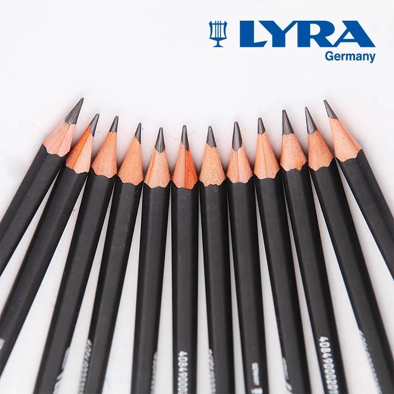 12pcs LYRA Iron Box Sketch Drawing Pencil Set  Artist Pencils Various Graphite Models School Items School Supplies H - 6B