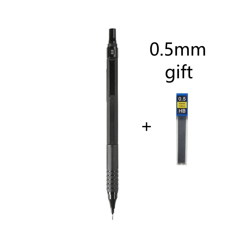 0.3/0.5/0.7/2.0mm Mechanical Pencil Low Center of Gravity Metal Drawing Special Pencil Office School Writing Art Supplies
