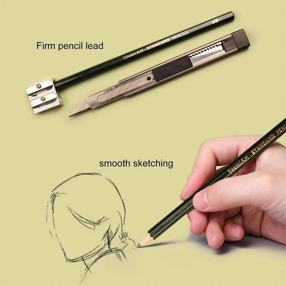 14PCS Sketching Pencil Set (6H–12B) with White Charcoal – Drawing Pencils for Artists, Shading, Sketch, Art Supplies for Kids &