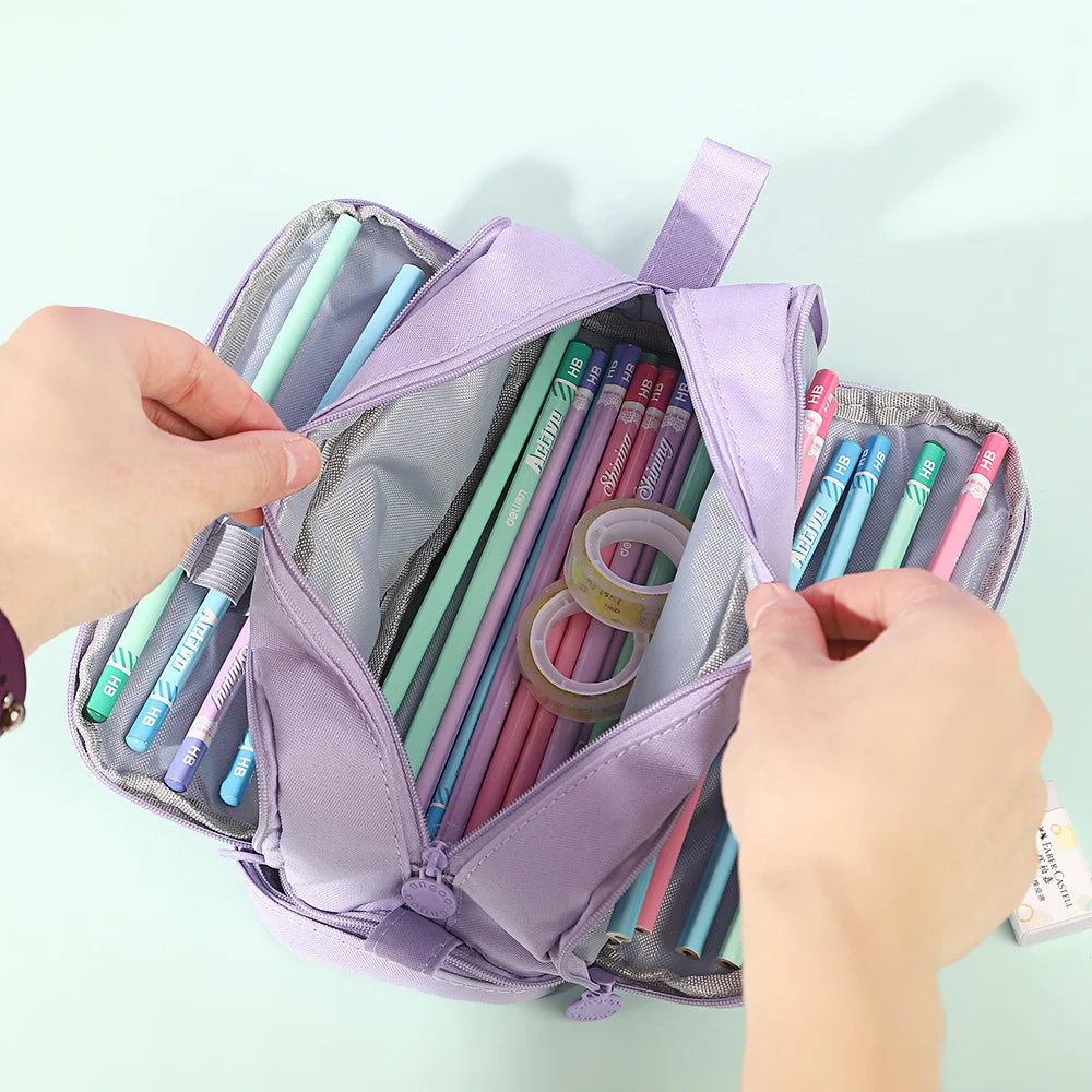 1 Large Capacity Pencil Case Durable Oxford Cloth Pencil Pouch Portable Storage Bag Ideal for School and Office Use