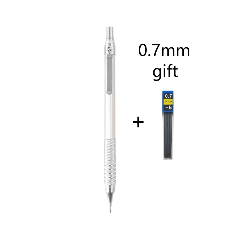 0.3/0.5/0.7/2.0mm Mechanical Pencil Low Center of Gravity Metal Drawing Special Pencil Office School Writing Art Supplies