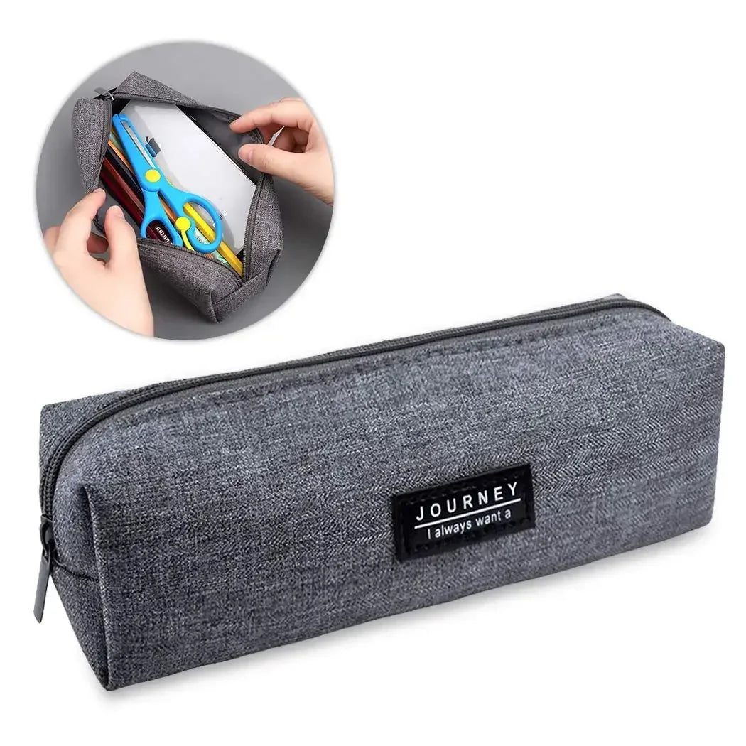 Small Pencil Bag Zipper Makeup Brush Holder Canvas Pencil Case Pouch Box Organizer Gift for School Student Teen Adults Travel