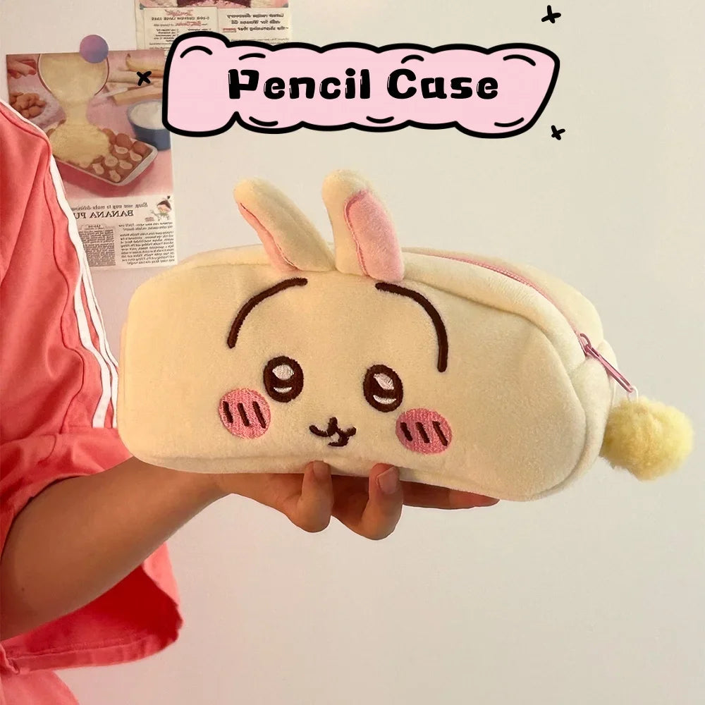 Chiikawa Anime Figures Pencil Cases Hachiware Plush Office School Supplies Pen Bag Portable Cosmetic Bag Girl Boy Students Gifts