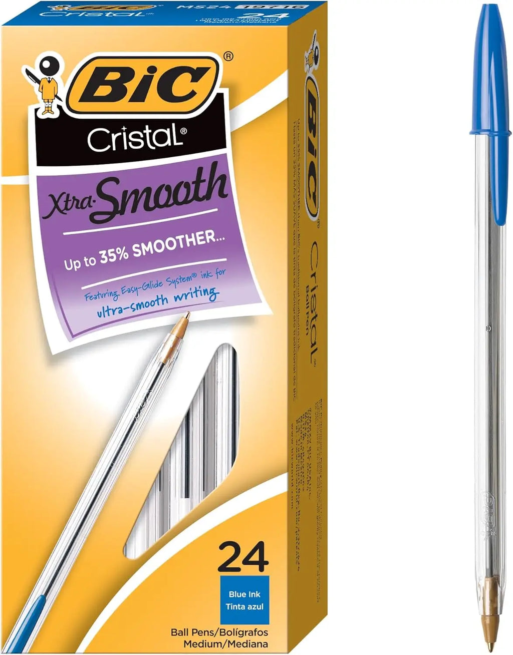 BIC Cristal Bold Crystal Pen Black Blue Red Ballpoint Pen School Supplies Office Supplies