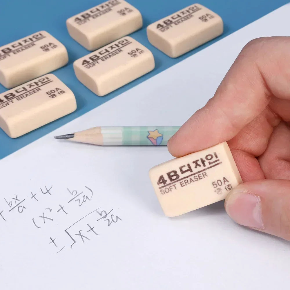 4B Yellow Small 50A Eraser Student Correction Tools Soft Rubber Eraser Wiping Tool Home Office School Stationery Supplies