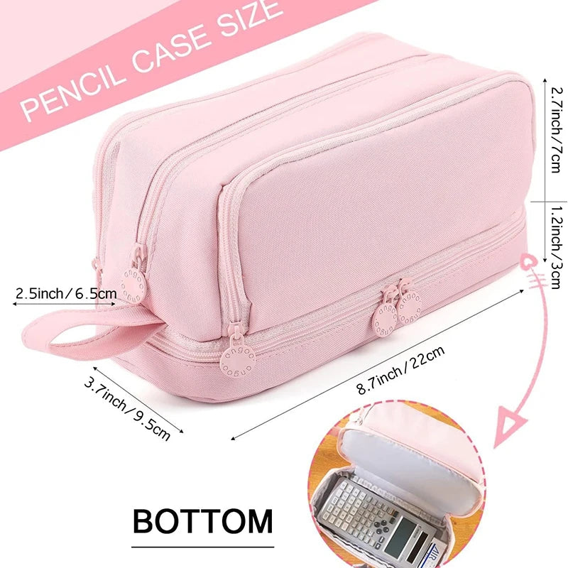 Pencil Case Large Capacity Pencil Pouch Portable 3 Layers Pen Bag Gift for Office School Back To School Stationery Storage Bags