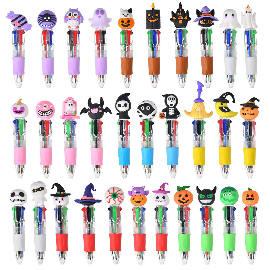 20Pcs/Lot Get 1 free Cartoon Halloween Mini Four-color Ballpoint Pen Cute Multi-color Pens Gift Kids Colorful Writing Supplies