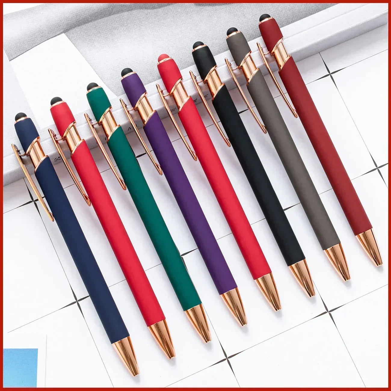 50pcs Light Metal Ballpoint Pen Touch Screen Pen Office School Advertising Pen Custom Logo Text Engraving Laser Engraving