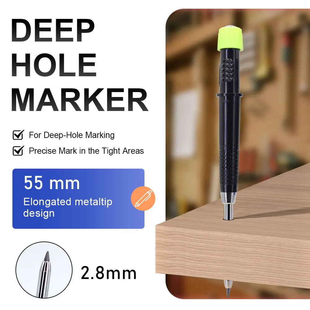 Multicolored 2.8mm Woodworking Mechanical Pencil with Sheath Built In Pencil Sharpener Long Headed Deep Hole Marking Pencil