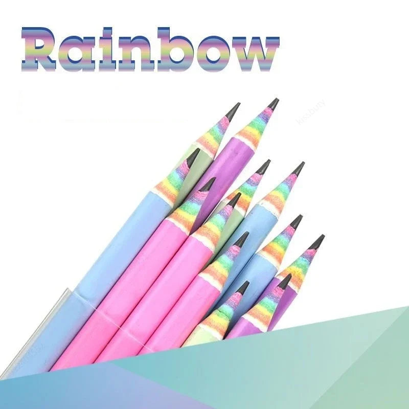 Rainbow HB Pencils Non Toxic Eco Friendly School Writing Drawing Student Art Supplies