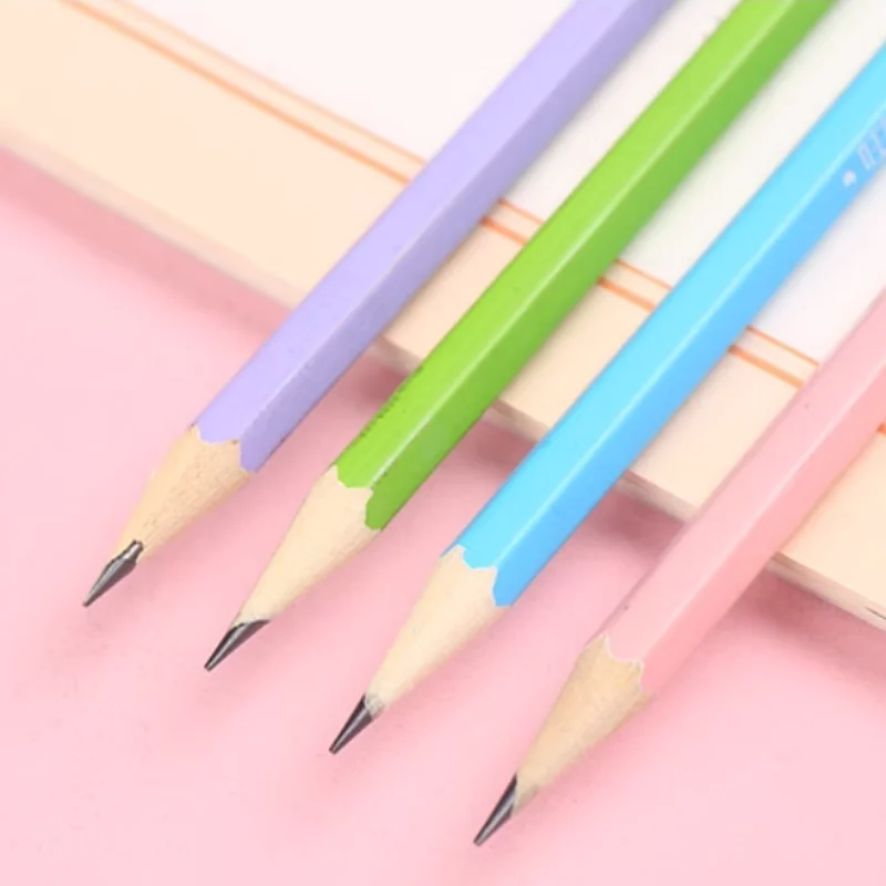 12 HB Cartoon Non-toxic Pencils with Erasers At The End for Children, Multi-color Learning Supplies for Writing and Drawing