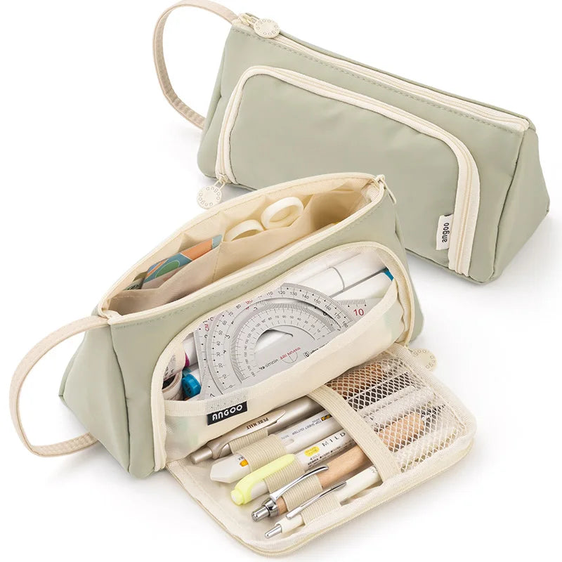 Pink Pencil Bag Holder Case High Capacity Pen Pouch Denim Canvas School Office Supplies Korea Stationery Gift Box Organizer Stor