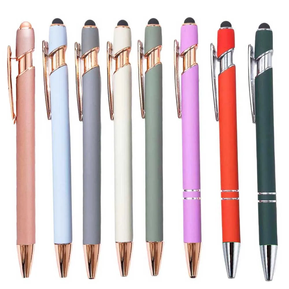 5-12Pieces Ballpoint Pen with Stylus Tips, Metal, 2 in 1 Stylus Ballpoint Pen 1.0 mm Black Ink  for Smartphone, Tablet