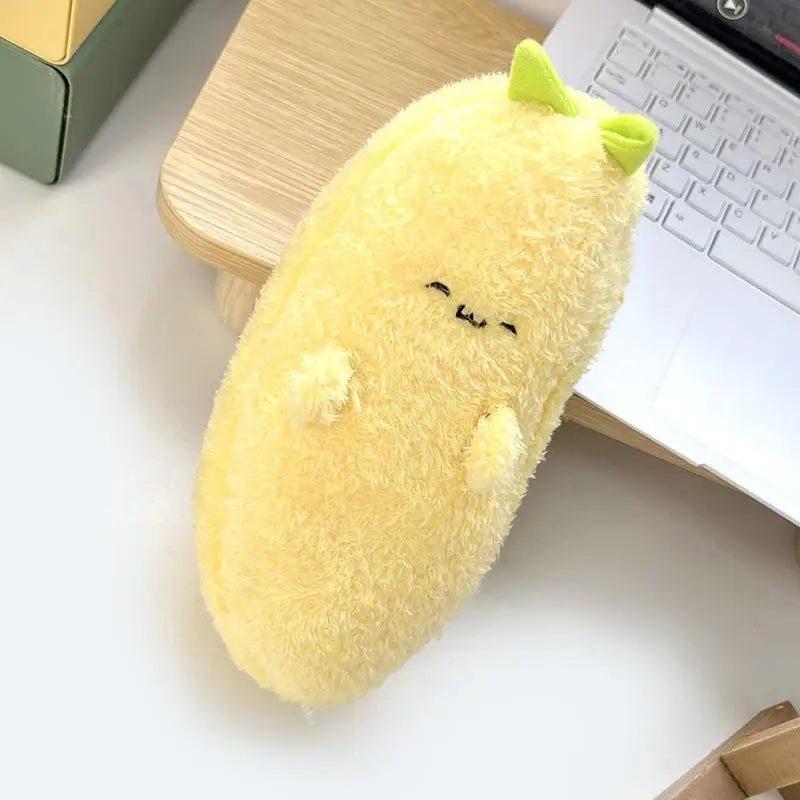 Cute Cartoon Plush Vegetable Fruit Pencil Case Cute Banana Broccoli Garlic Plush Multifunctional Large Capacity Stationery Bag