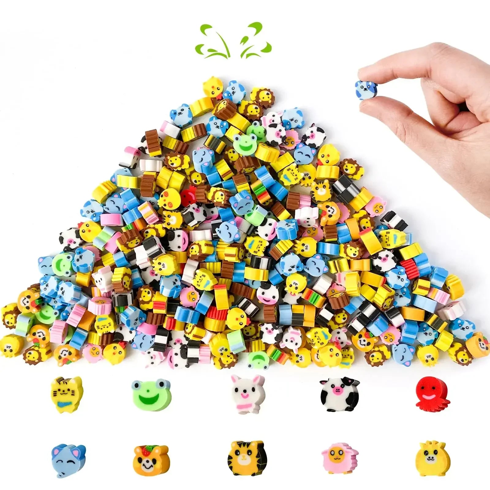 50pcs Mini Desk Pets Cute Little Animal Eraser Small Space Erasers for Kids Classroom Student Prizes Party Favors Carnival Gifts