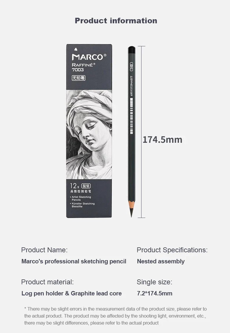 Drawing Sketch Pencils Set Wooden Professional Art Supplies HB 2H B 2B 3B 4B 5B 6B 7B 8B 12B 14B Painting Shading Artist Pencils